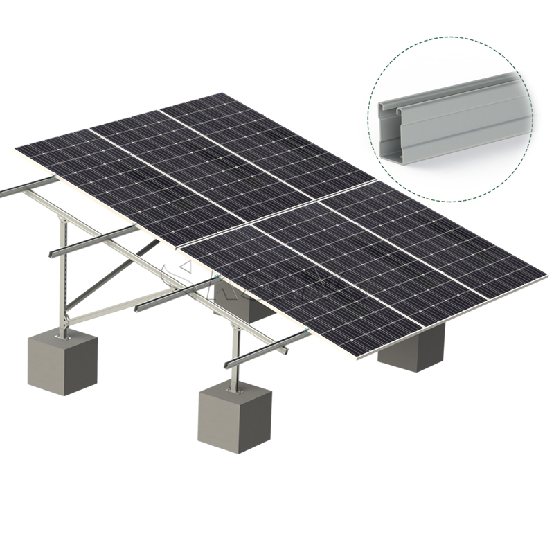 Carbon Steel Solar Ground Mounting System With Concrete Base